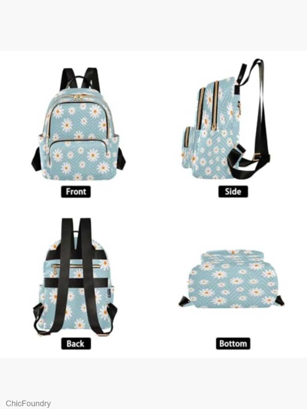 Mini Canvas Backpack Purse - Adjustable Strap, Multiple Pockets, Travel Daypack - Picture 3 of 7